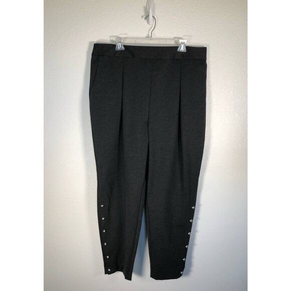 INC InternationalConcept Outpost Snap Detail Tapered Ponte Pant Heather Grey XXL - Picture 2 of 5